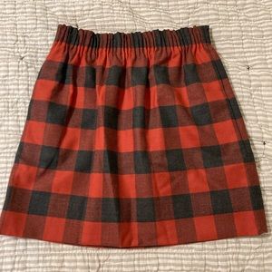 J. Crew Red Black Buffalo Plaid Wool Blend Mini skirt 2 Paper Bag EUC